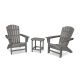 POLYWOOD Grant Park Slate Grey 3-pc Plastic Traditional Curveback Adirondack Patio Conversation Set