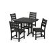 POLYWOOD Grant Park Black 5-pc Plastic Side Chair Outdoor Dining Set