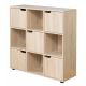 Basicwise 9-Cube Oak Wooden Organizer w/ 5-Enclosed Doors and 4-Shelves