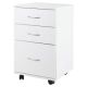 Basicwise Office White File Cabinet 3 Drawer Chest with Rolling Casters