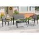 4-Piece All-Weather Rust-Resistant Metal and Textilene Patio Conversation Sets in Gray