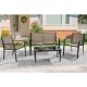 Sonkuki 4-Piece All-Weather Rust-Resistant Metal and Textilene Patio Conversation Sets in Taupe