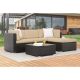Sonkuki 5-Piece Wicker Patio Conversation Sectional Seating Set Set with Sand Cushions
