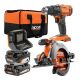 RIDGID 18V Cordless 1/2-in Drill/Driver and 6-1/2-in Circular Saw Combo Kit w/ 2.0 Ah and 4.0 Ah Battery, Charger, and Bag