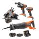 RIDGID 18V Brushless Cordless 4-Tool Combo Kit with (1) 4.0 Ah Battery, (1) 2.0 Ah Battery, and Charger
