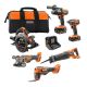 RIDGID 18V Brushless Cordless 6-Tool Combo Kit with 4.0 Ah and 2.0 Ah MAX Output Batteries and Charger