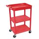 Luxor STC 24 inch 3-Shelf Utility Cart in Red