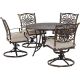 Agio Renditions 5-pc Aluminum Outdoor Dining Set with Sunbrella Silver Cushions, 4 Swivel Rockers and 48 in. Table