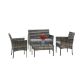 Inner Decor Daphne Gray 4-Piece Wicker and Metal Patio Conversation Set w/ Gray Cushions
