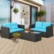 MIRAFIT 4-Piece Outdoor Patio Rattan Wicker Sofa Furniture Set