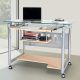 TECHNI MOBILI 40-in. W Glass and Silver Rolling Computer Desk