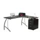 Techni Mobili 59 inch L-Shaped Espresso 3 Drawer Computer Desk w/ File Storage