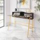TECHNI MOBILI 47 in. W Home Office Writing Desk with Riser, Gold