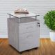 TECHNI MOBILI Gray Rolling File Cabinet with Glass Top