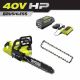 RYOBI 40V HP Brushless 14 in. Electric Cordless Chainsaw and Extra Chain with 4.0 Ah Battery and Charger