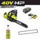 RYOBI 40V HP Brushless 14 in. Battery Chainsaw w/Extra Chain, Biodegradable Bar & Chain Oil, 4.0 Ah Battery & Charger