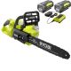 RYOBI 14 in. 40-Volt Brushless Lithium-Ion Cordless Chainsaw - Two 4 Ah Batteries and Charger Included