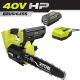 RYOBI 40V HP Brushless 12 in. Top Handle Electric Cordless Chainsaw with 4.0 Ah Battery and Charger