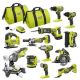 RYOBI ONE 18V 12 Tool Combo Kit with 1 1 5 Ah Battery and 2 4 0 Ah Batteries and Charger