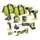 RYOBI ONE 18V 8 Tool Combo Kit with 1 1 5 Ah Battery and 2 4 0 Ah Batteries and Charger