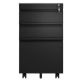 Black Rolling Locking Filing Cabinet with Wheels and 3 Drawer
