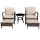 5-Piece Wicker Patio Conversation Set with Beige Cushions