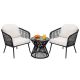 Nuu Garden 3-pc Aluminum Outdoor Dining Patio Bistro Set with White Cushion