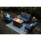 Nuu Garden 4-pc Black Aluminum Outdoor Patio Fire Pit Conversation Seating Set with Blue Cushions