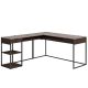 SAUDER International Lux 65.984-in. L-Shaped Umber Wood Computer Desk with Metal Frame