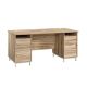 SAUDER Portage Park 64.118 in. Kiln Acacia Executive Desk with Metal Base
