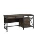 SAUDER Steel River 60.079-in. Carbon Oak Engineered Wood 3-Drawer Computer Desk with File Storage and Metal Frame