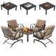 5-Piece Iron Patio Conversation Set with Cushion Guard Brown Cushions