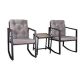 Black Plus Gray 3-Piece Metal Square 19.88 in. Table Height Outdoor Bistro Set