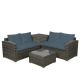 Brown 4-Piece Wicker Outdoor Garden Patio Furniture Sectional Set with Gray Cushion