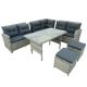 Outdoor 6-Piece Wicker Patio Conversation Set with Gray Cushions SBY-SH000069AAA