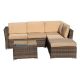 5-Piece Wicker Patio Conversation Sectional Seating Set with Gray Cushions All-Weather SBY-SH000149AAE
