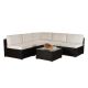 6-Piece Wicker Patio Conversation Sectional Seating Set with Beige Cushion