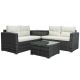 Outdoor 4-Piece Wicker Patio Conversation Set with Beige Cushions