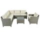 5-Piece Wicker Rattan Outdoor Patio Sectional Sofa Set with Beige Cushions