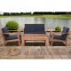 Amazonia Giles 4-Piece Eucalyptus Patio Deep Seating Set with Blue Cushion