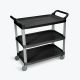 Luxor 40.5 in. 3 Flat Shelves Utility Cart in Black w/ Silver Poles