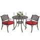 Nuu Garden 5-Piece Cast Aluminum Patio Dining Set Outdoor Bistro Conversation Set w/ Red Cushion