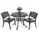 Nuu Garden Antique Bronze 3-Piece Cast Aluminum Dining Set Outdoor Furniture Set w/ 36 in. Round Table and 2 Arm Chairs