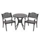 Nuu Garden 3-Piece Cast Aluminum Outdoor Bistro Set Patio Table Set w/ Umbrella Hole in Black