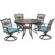 Cambridge Seasons 5 pc All-Weather Round Patio Dining Set w/ Blue Cushions and 4 Swivel Rockers