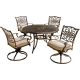 Cambridge Seasons 5 pc Aluminum Outdoor Dining Set w/ Tan Cushions w/ Four Swivel Rockers