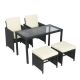 Brown 5-Piece Wicker Patio Conversation Sectional Seating Set with Beige Cushions