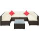 7-Piece PE Rattan Wicker Outdoor Sectional Set w/ Beige Cushions
