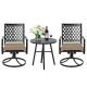 Nuu Garden 3-Piece Metal Swivel Patio Bistro Set w/ Tan Cushions