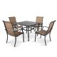 Nuu Garden 5-pcs Rust-Free Metal Outdoor Patio Dining Set with 4 Textilene Dining Chairs and Square Dining Table